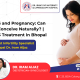Pregnant woman with PCOS awareness banner for natural pregnancy guidance and PCOS Treatment in Bhopal by Dr. Iram Aijaz IVF Maternity & Laparoscopy Hospital